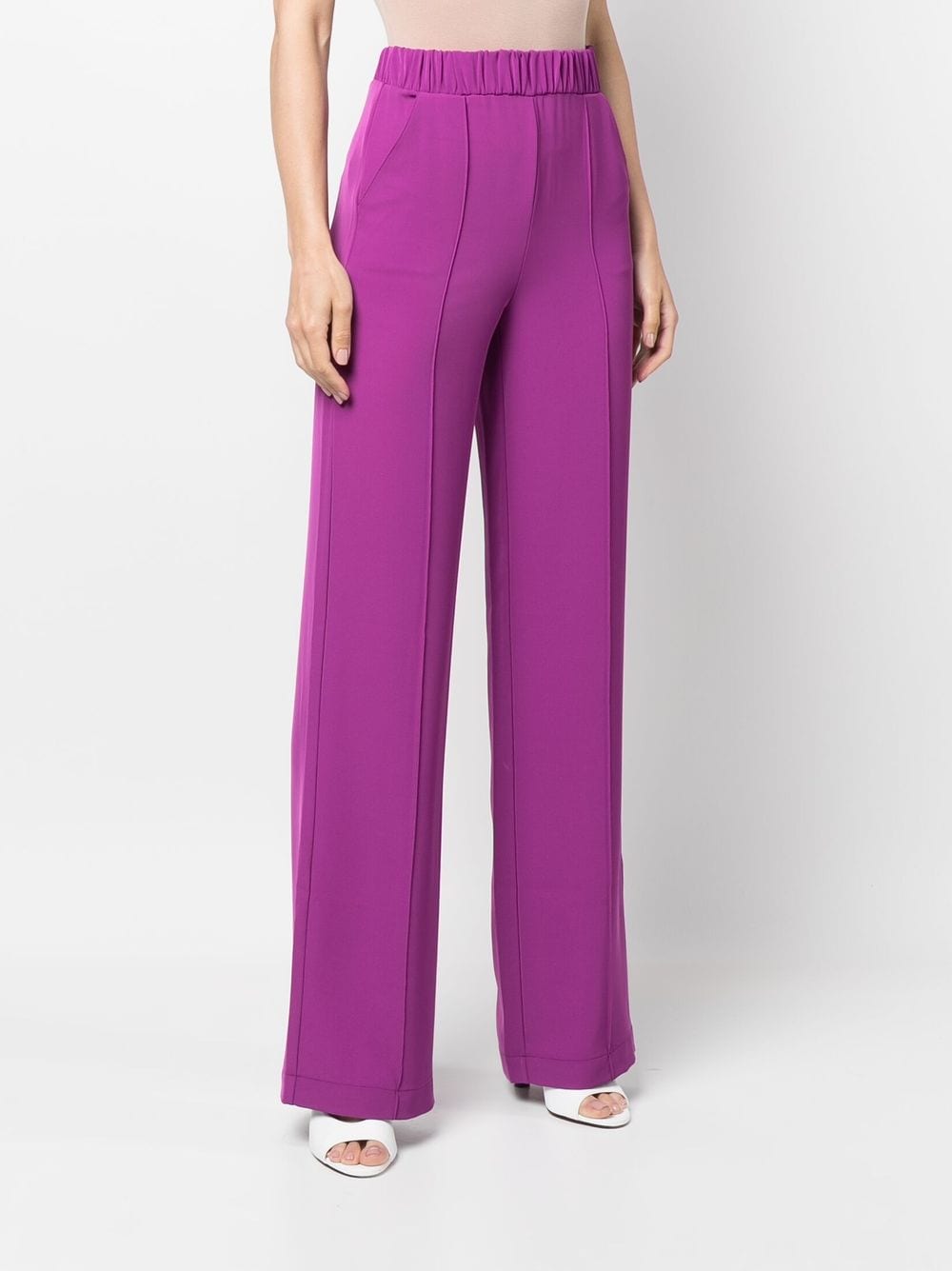 Shop Patrizia Pepe Tailored High-waisted Trousers In Purple