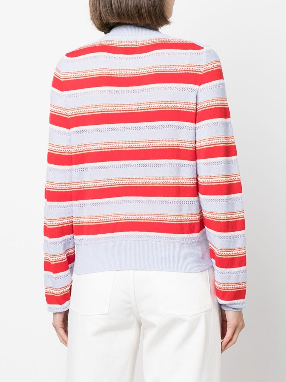 Shop Barrie Striped Kntted Cardigan In Red