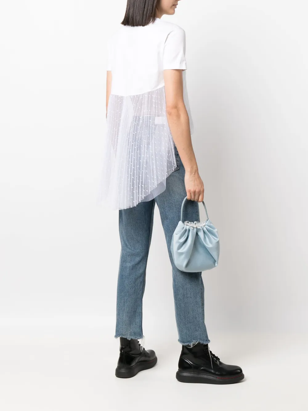  Red Valentino T Shirt Mit Point D'esprit   Weiß 
