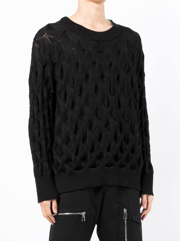 Cape-detail open-knit jumper