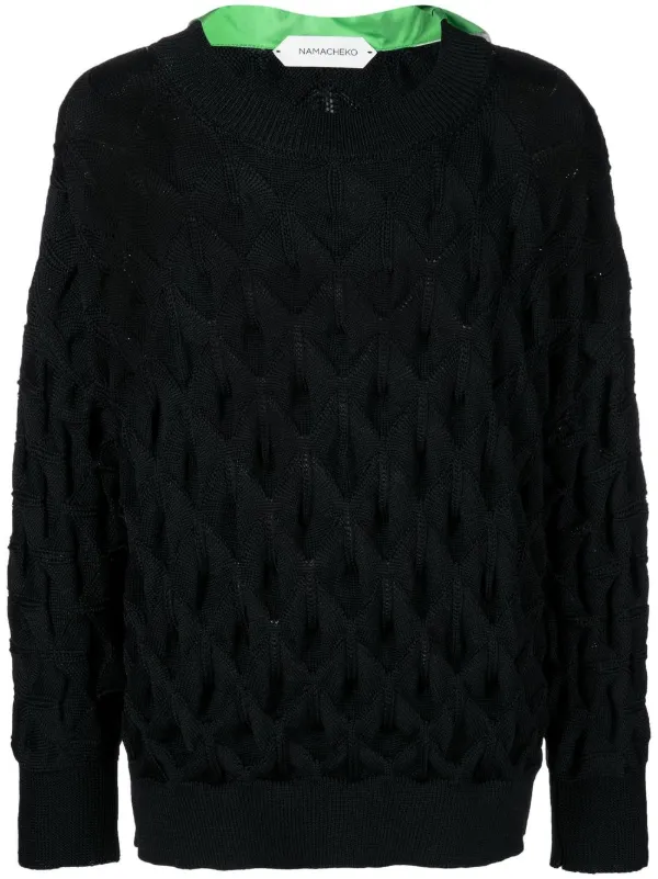 Cape-detail open-knit jumper