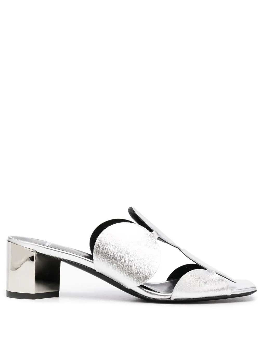 

Pierre Hardy circular cut-out block-heel mules - Silver