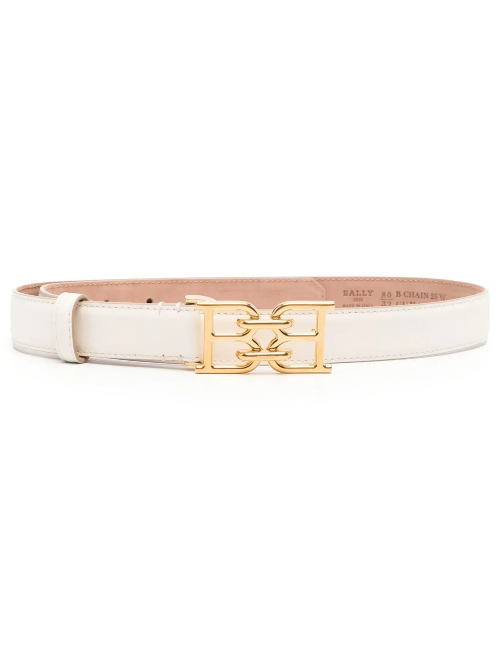 

Bally logo-buckle leather belt - White