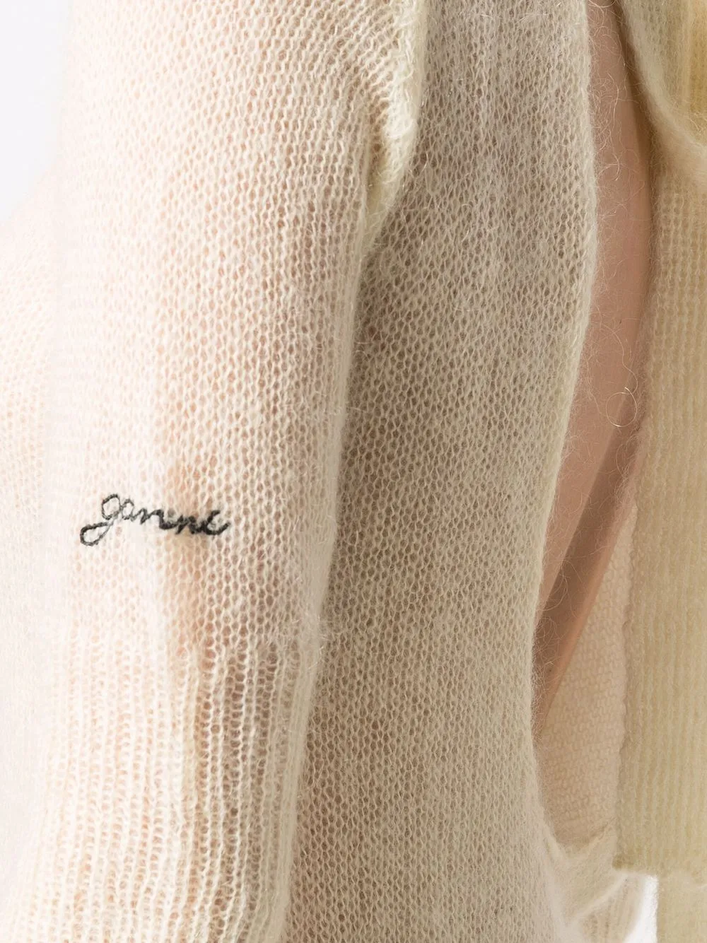 GANNI Embroidered-logo Detail Dress in Neutrals, view 5