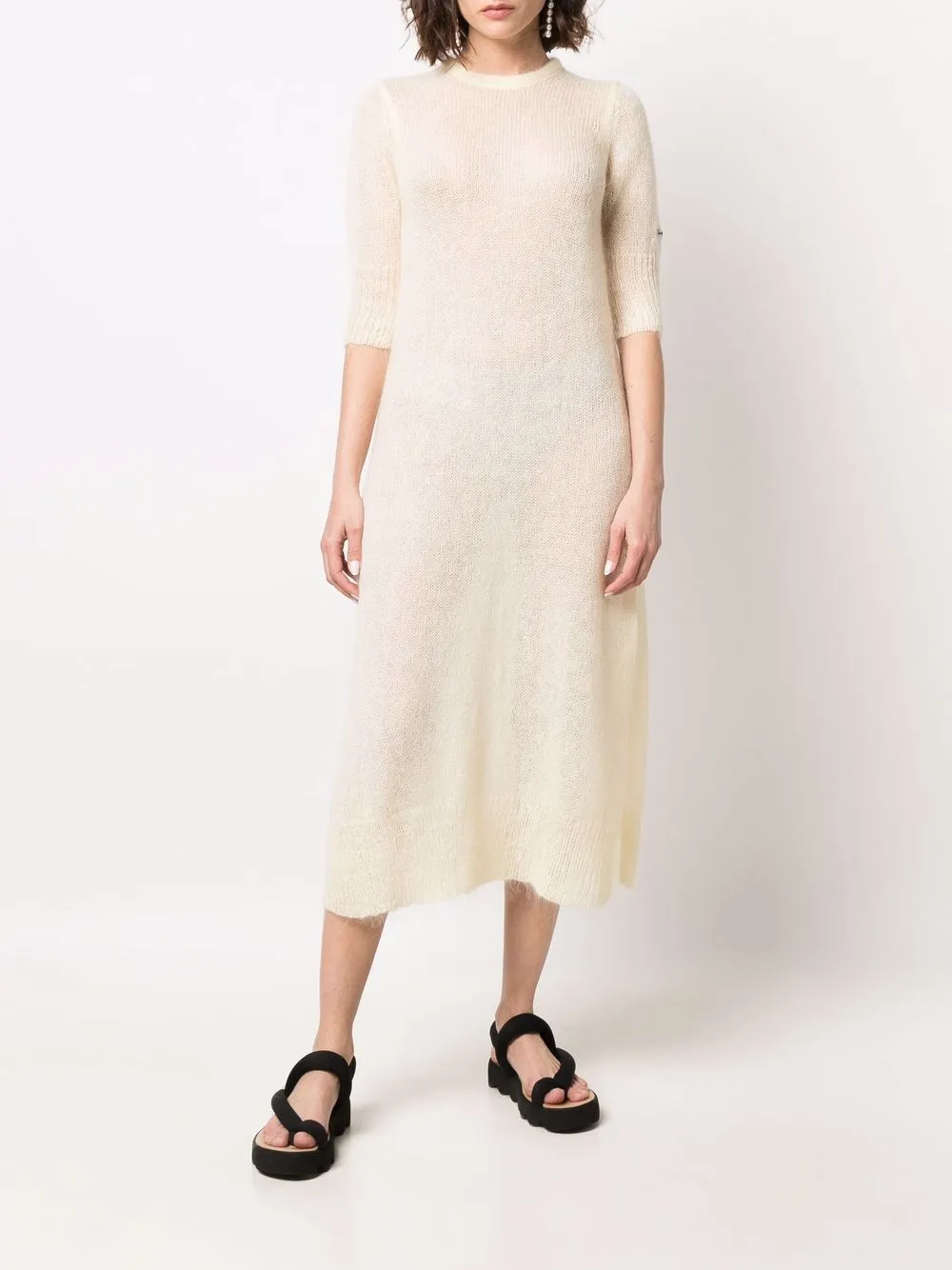  Ganni Kleid Mit Logo Stickerei   Nude 