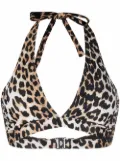 GANNI leopard-print bikini top - Brown