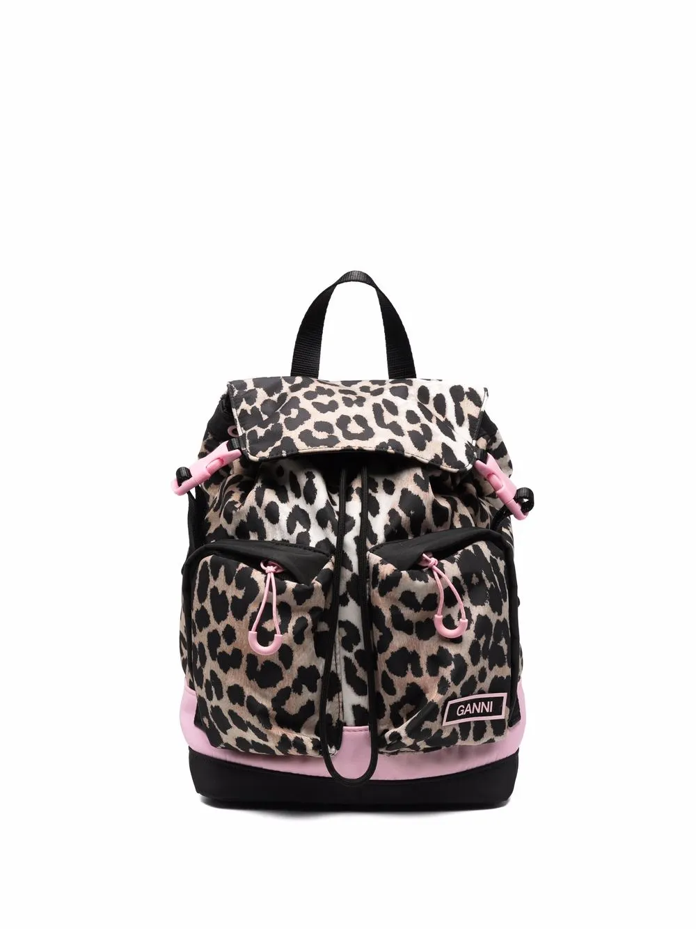 

GANNI mochila con estampado de leopardo - Negro