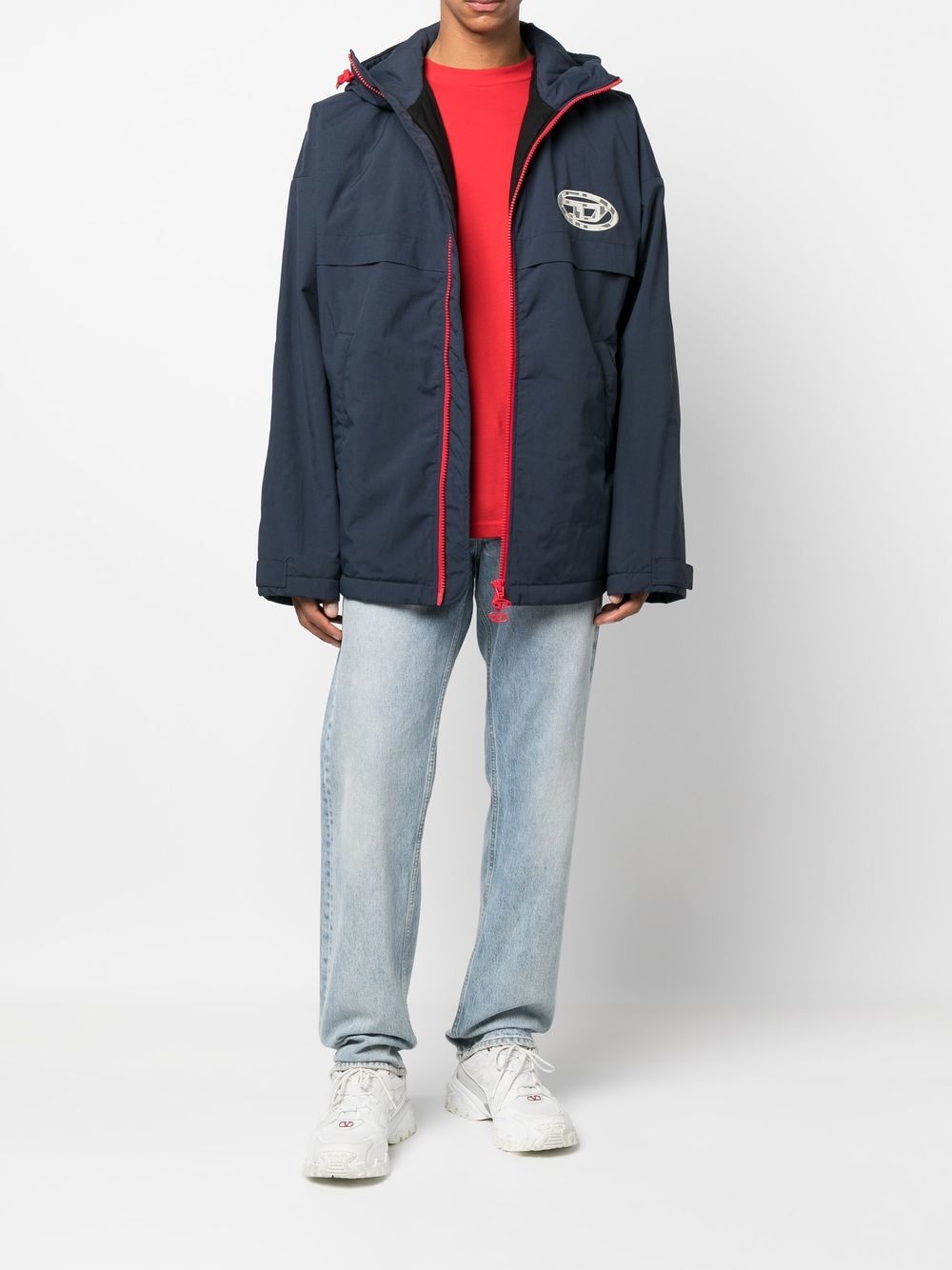 Diesel logo-patch Hooded Jacket - Farfetch