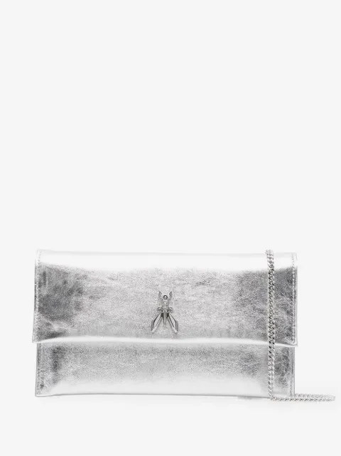 Patrizia Pepe metallic-effect leather clutch bag 