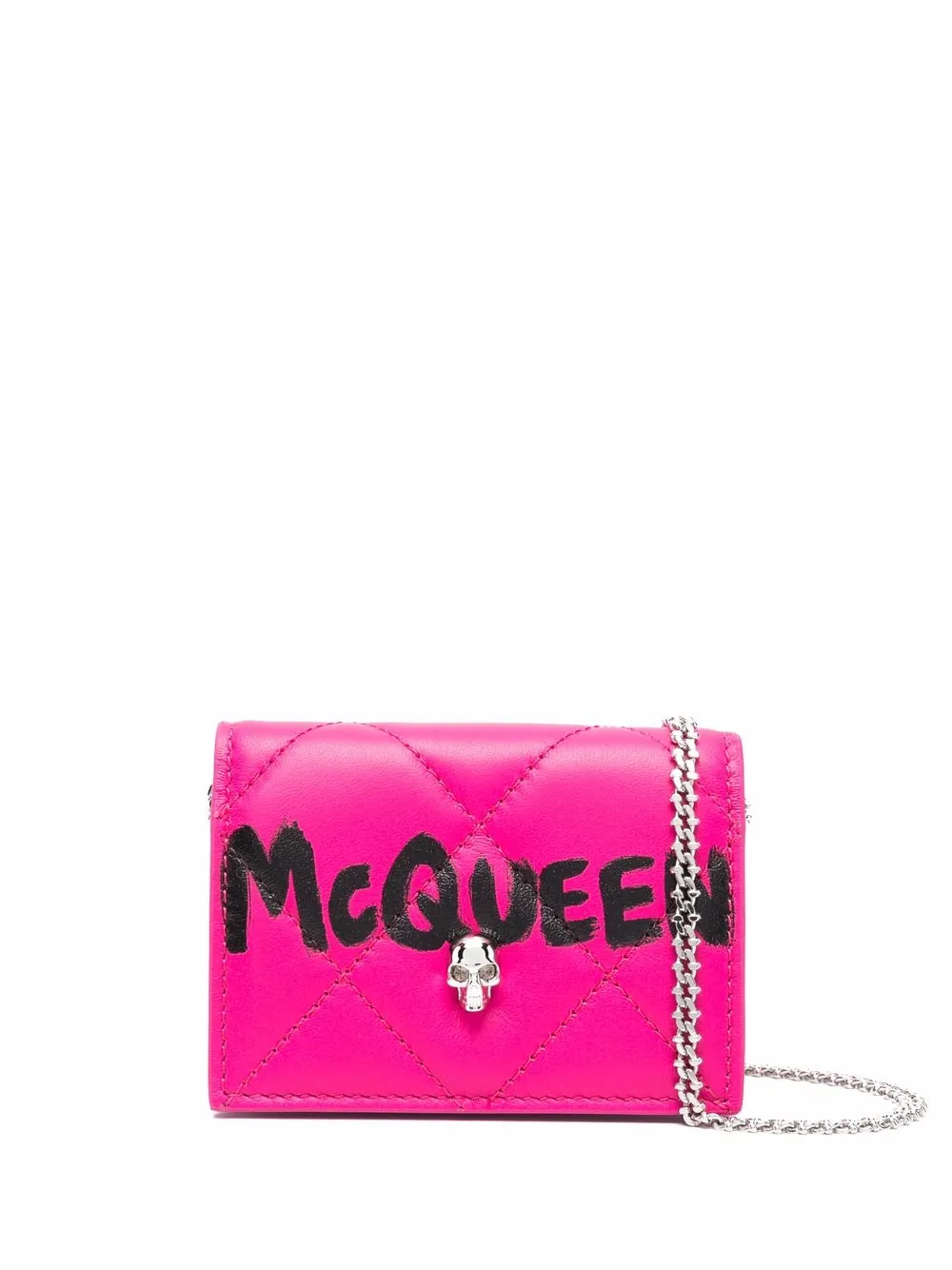 

Alexander McQueen cartera capitonada con logo - Rosado