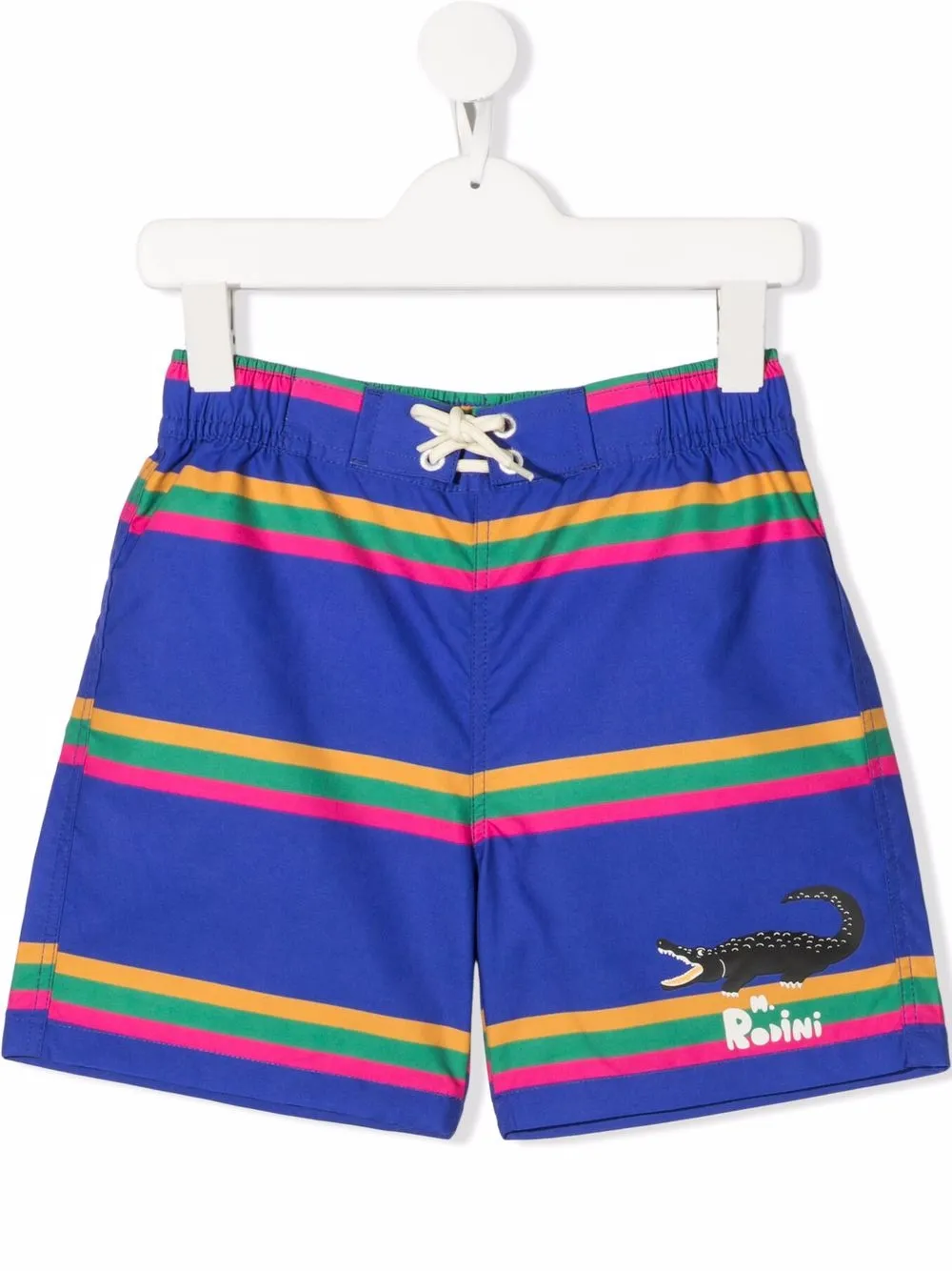 

Mini Rodini logo-print striped swim shorts - Blue