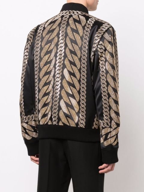 Balmain studded-chain Satin Bomber Jacket - Farfetch