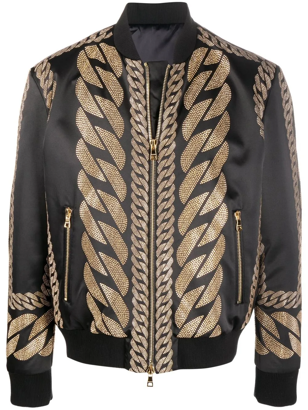 

Balmain chamarra bomber con apliques - Negro