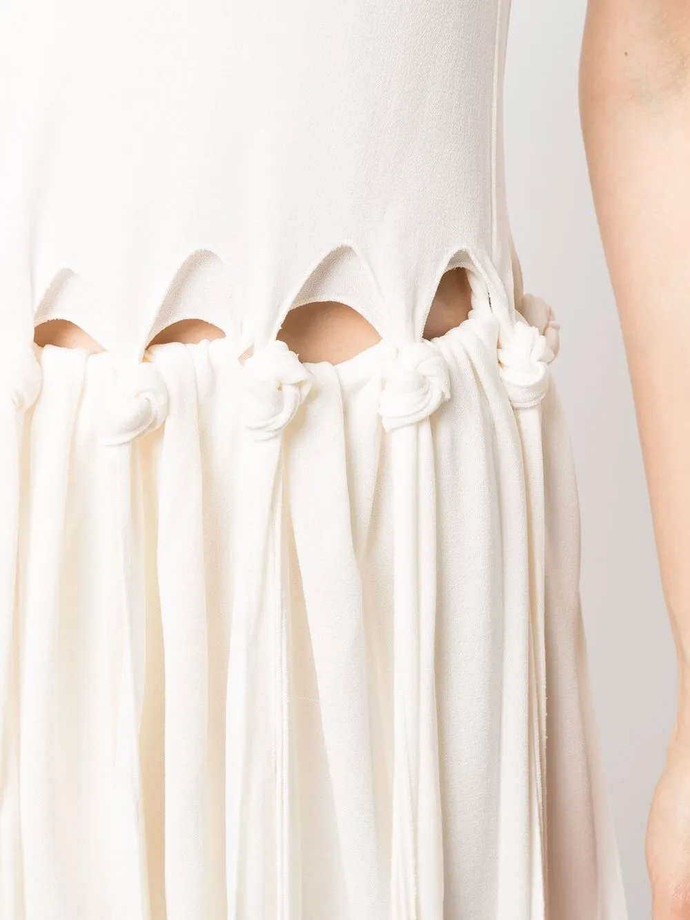 Chloé Drop-waist Knotted Crepe Maxi Dress In Neutral