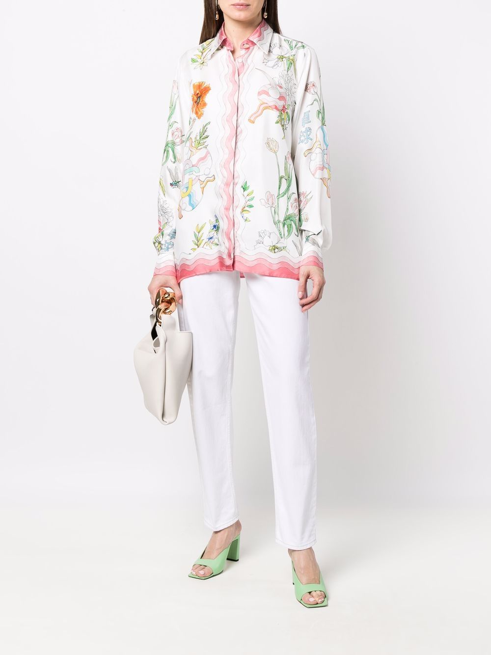 Casablanca Blouse met bloemenprint - Wit