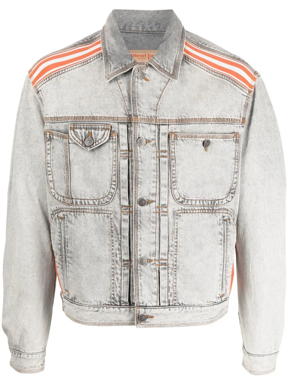 

Diesel tape-embellished denim jacket - Grey