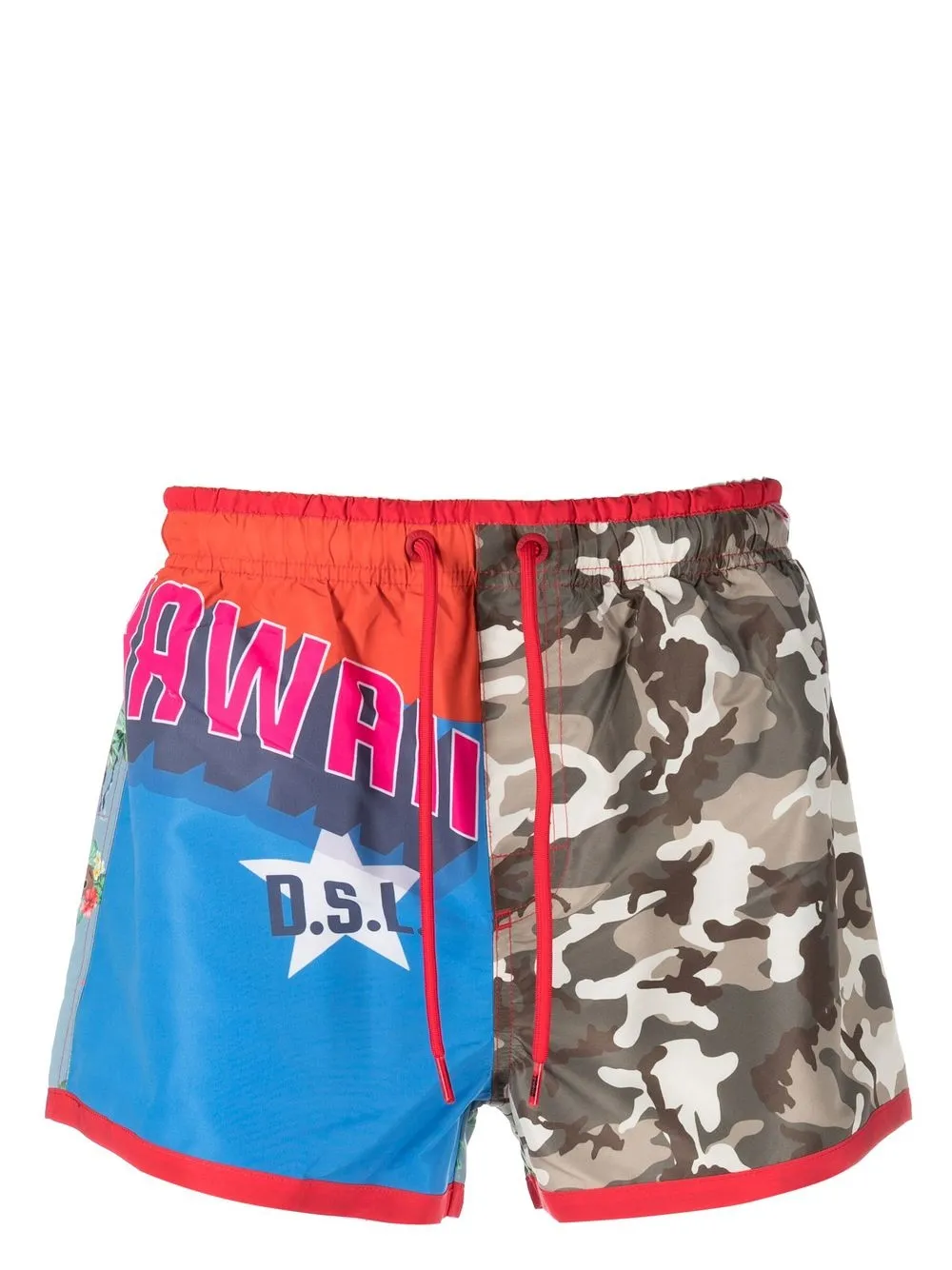 

Diesel multi-print panelled swim shorts - Green