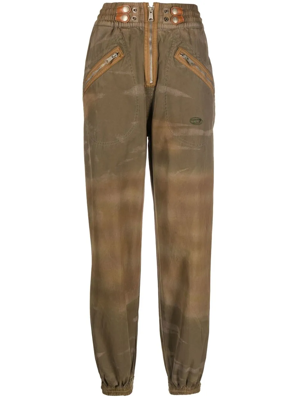 

Diesel pants con estampado militar y cierre - Verde