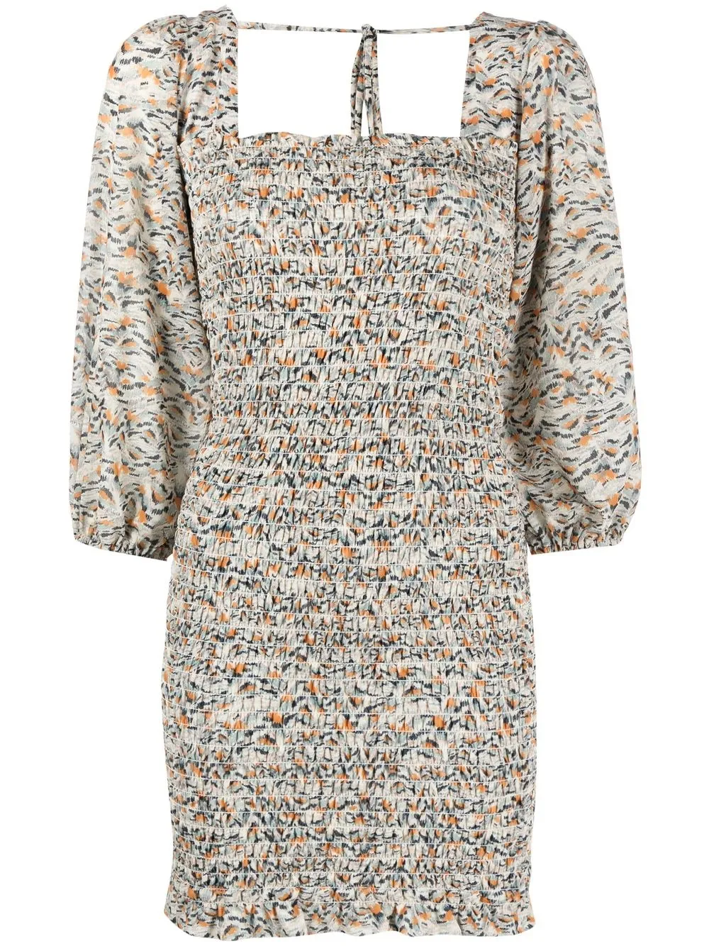 

Patrizia Pepe printed smocked mini dress - Neutrals