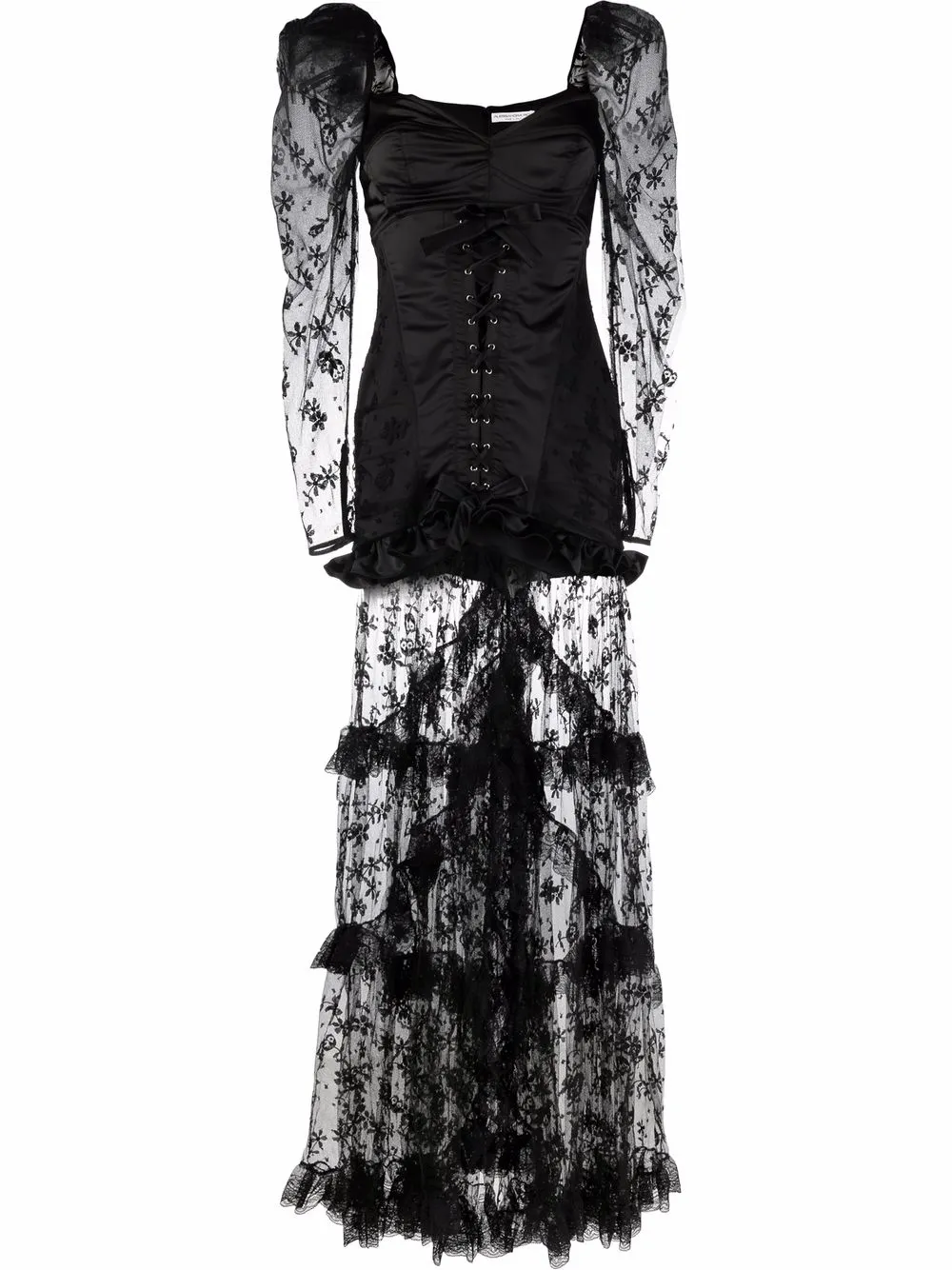 

Alessandra Rich corset floral-lace gown - Black