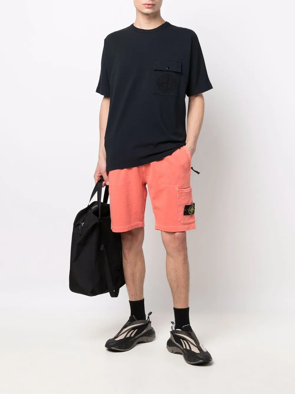 Stone Island Shorts met logopatch - Oranje