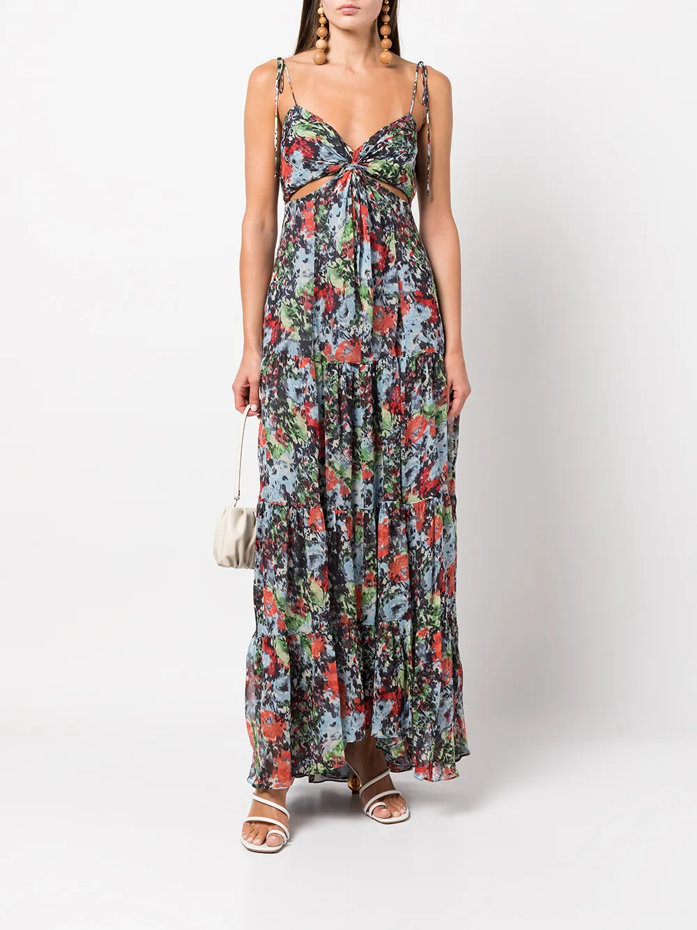 Cinq Ã Sept Cinq A Sept Riki Silk Floral Print Tiered Dress In Powder Blue | ModeSens