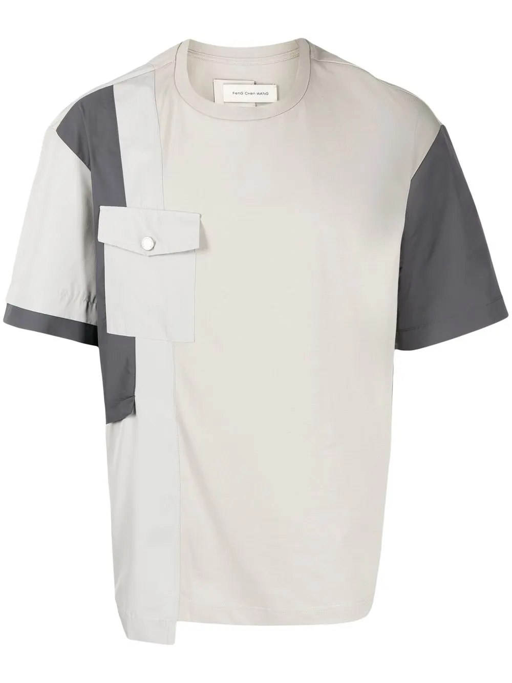 

Feng Chen Wang panelled flap-pocket T-shirt - Grey