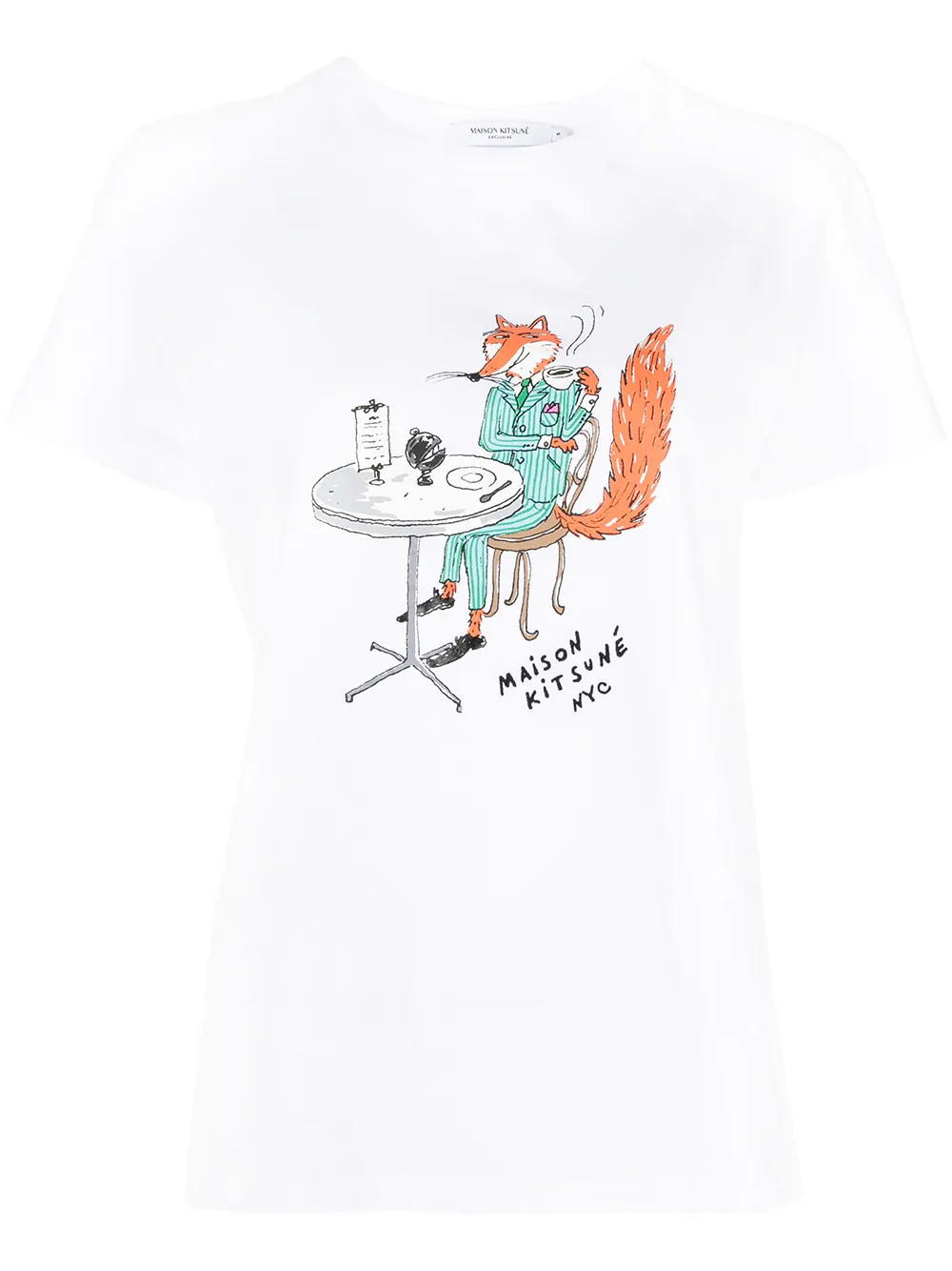 

Maison Kitsuné playera con zorro estampado - Blanco