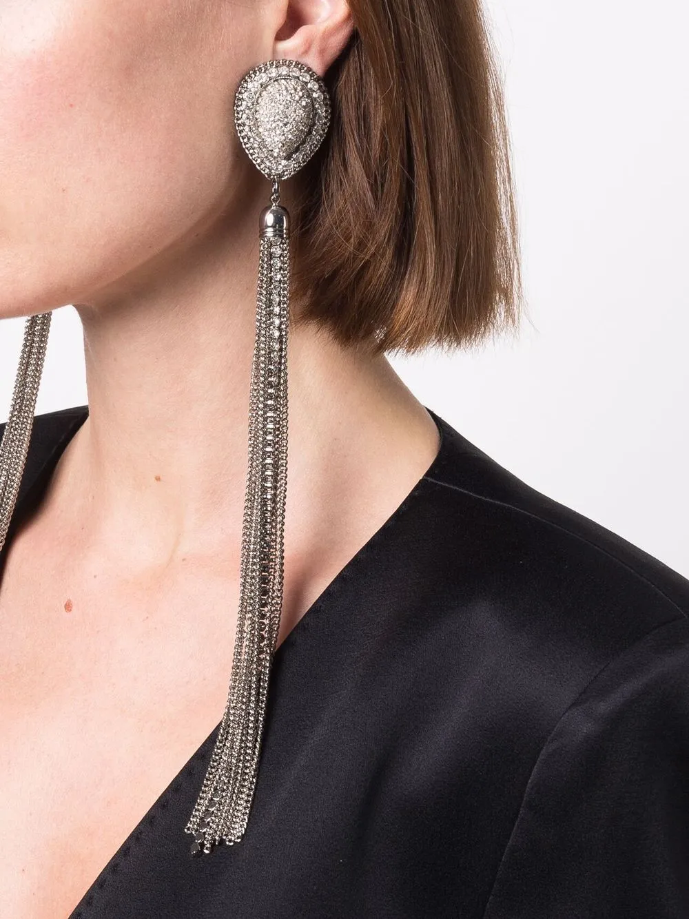  Alessandra Rich Hängeohrringe Mit Kristallen   Silber 