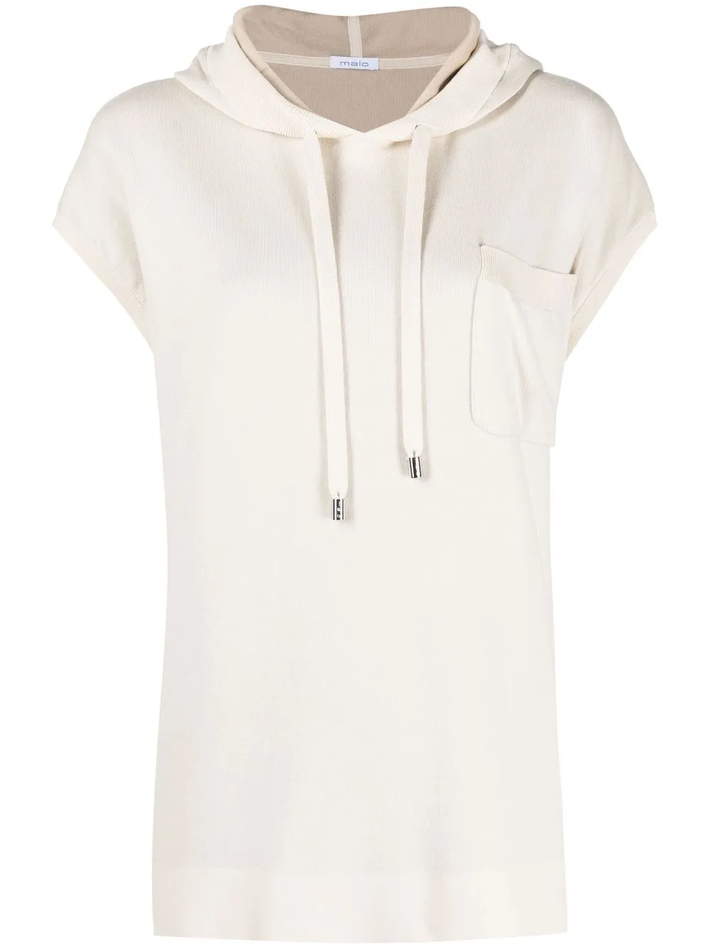 

Malo knitted short-sleeved hoodie - Neutrals