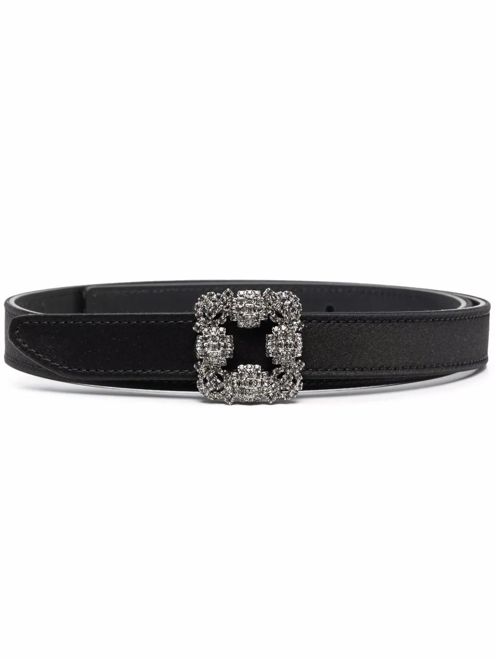 

Manolo Blahnik Hangisi crystal-embellished leather belt - Black