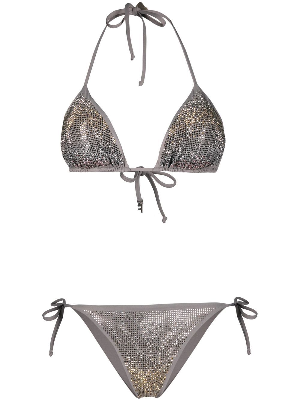 Fisico Crystal-embellished Bikini Set In Grey | ModeSens