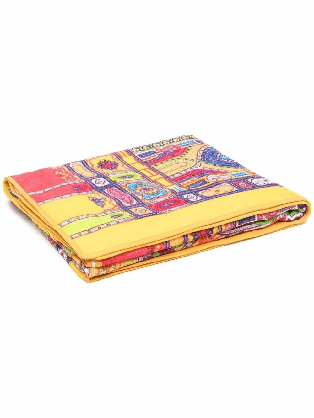 Etro Home Printed Cotton Beach Towel In Yellow