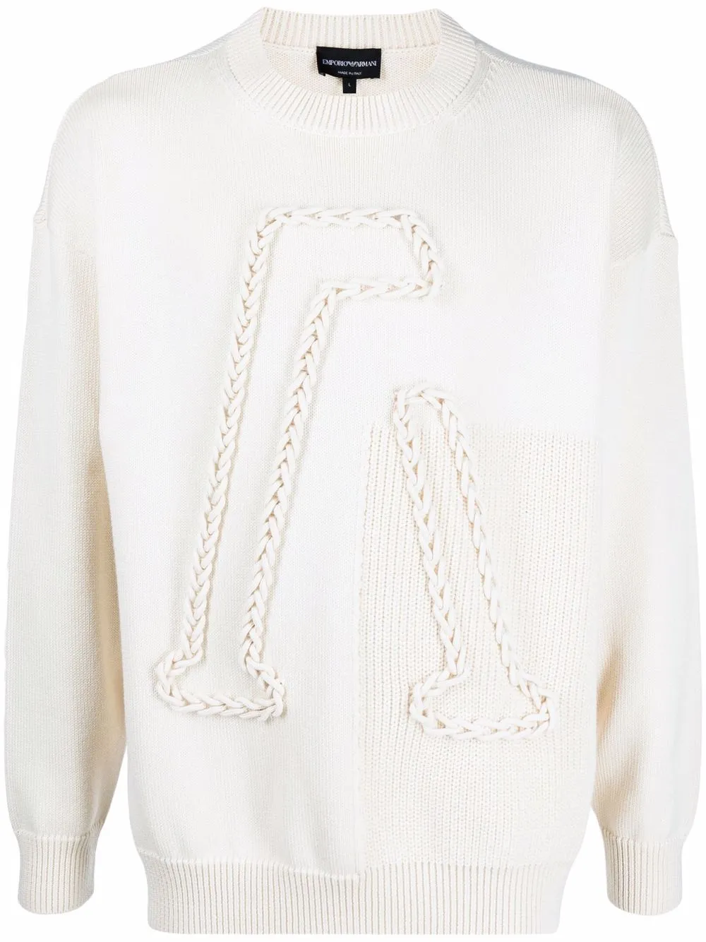 

Emporio Armani braided-logo detail jumper - Neutrals