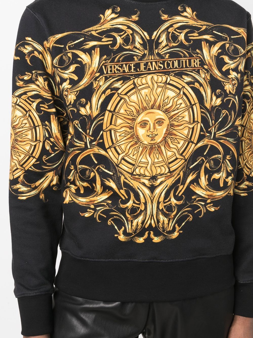 Versace Jeans Couture Sun Flower Garland Print Sweatshirt-Black XL / Black