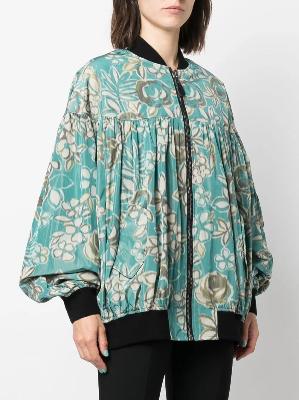 raf simons 花卉印花褶饰飞行员夹克 图 3