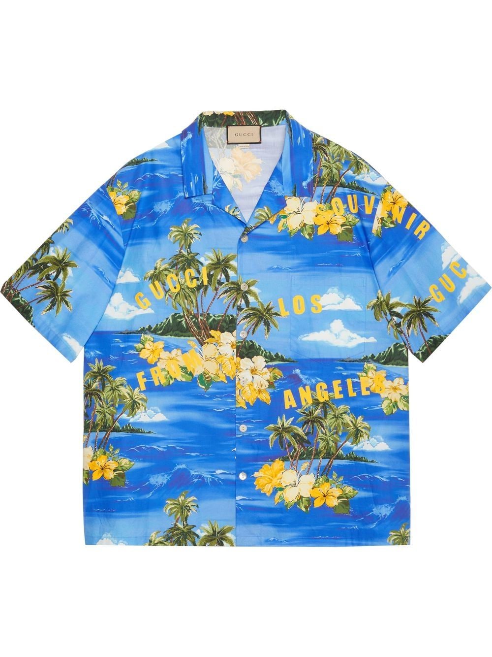 Gucci Palm Tree-print Bowling Shirt In Blue | ModeSens