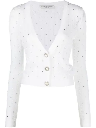 Alessandra Rich zigzag-knit faux-pearl 