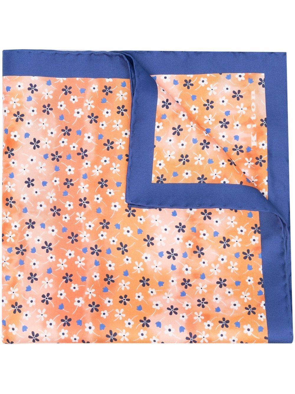 Kiton Floral-prink Silk Foulard In Orange