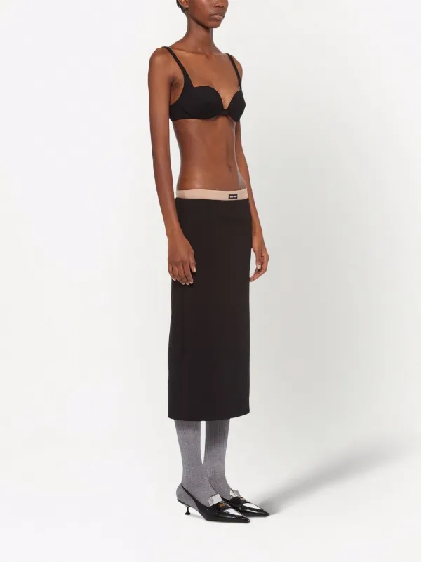 Miu Miu Jersey Logo Balconette Bra | Black | FARFETCH