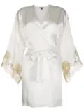 Gilda & Pearl Gina lace-trim silk robe - White