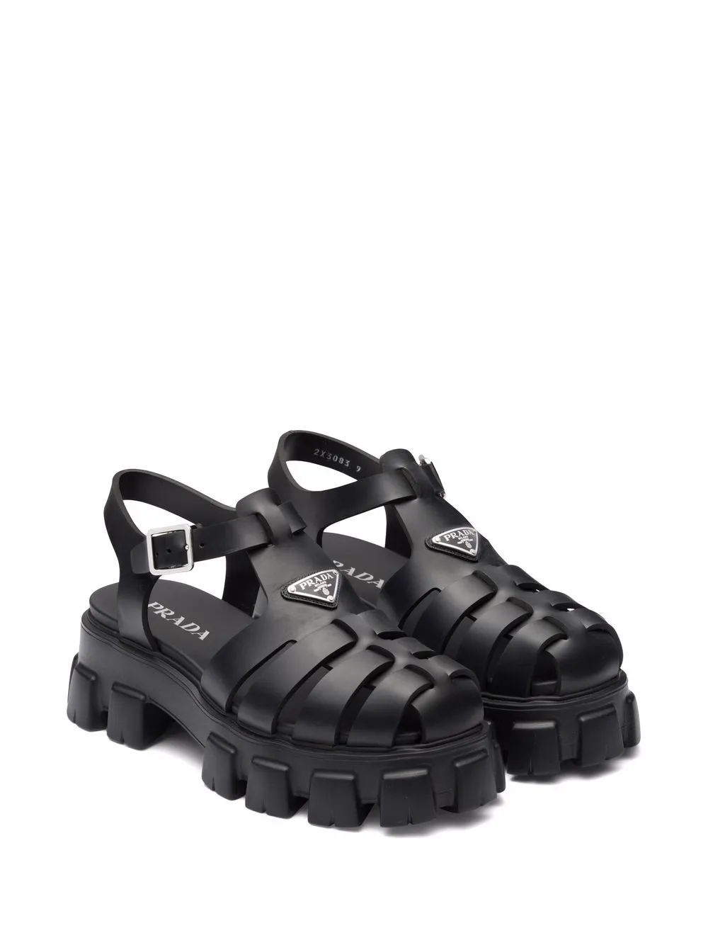 Prada Sandalen met logo - Zwart