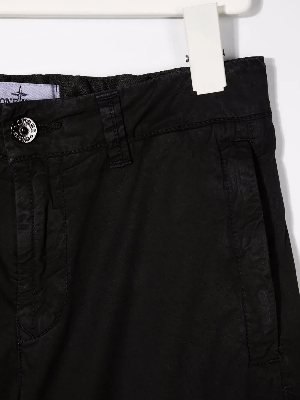  Stone Island Junior Logo-patch Cargo Shorts - Black 