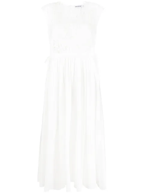 Self-Portrait White Macrame Lace Organic Cotton Dress