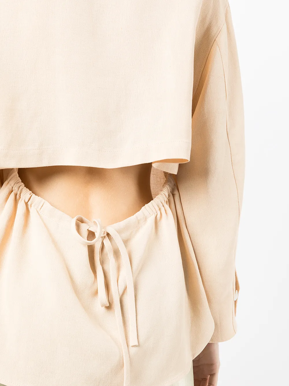 Tie-Fastened Long-Sleeved Shirt