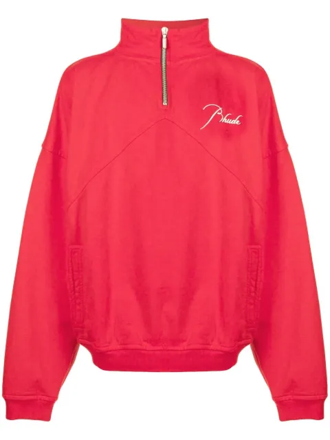 RHUDE sudadera con medio cierre y logo bordado