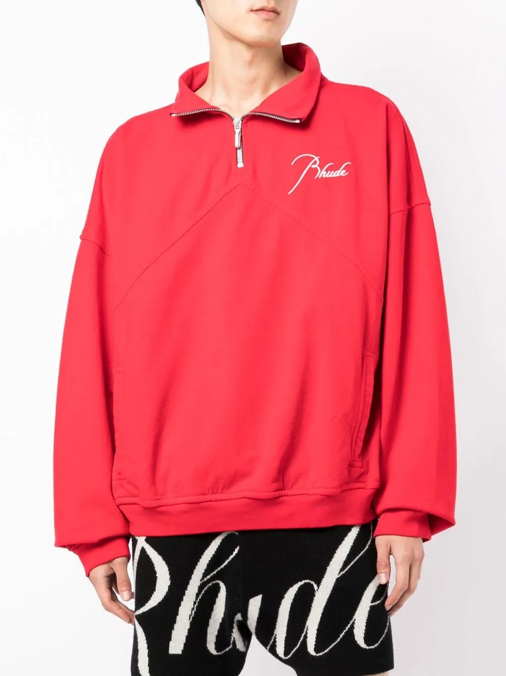 RHUDE Embroidered half-zip Sweatshirt | Red | FARFETCH RHUDE Embroidered half-zip Sweatshirt | Red | FARFETCH