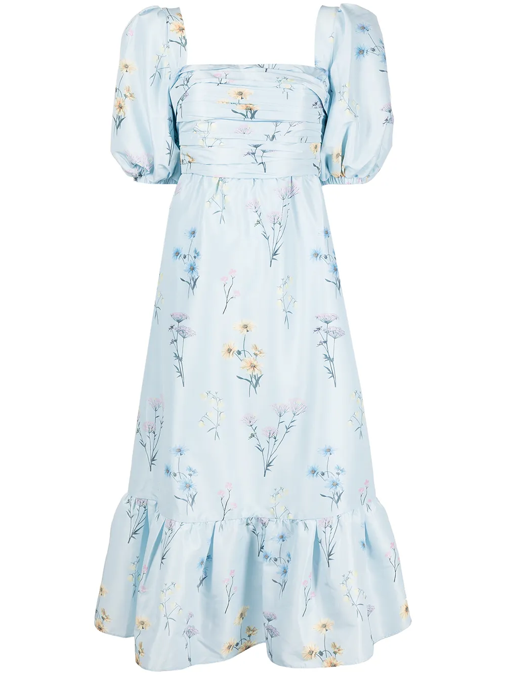 

Self-Portrait floral-print midi dress - Blue