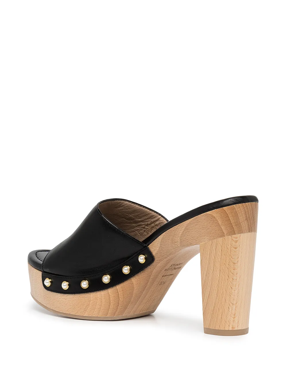 Stuart Weitzman wooden heel clogs Black