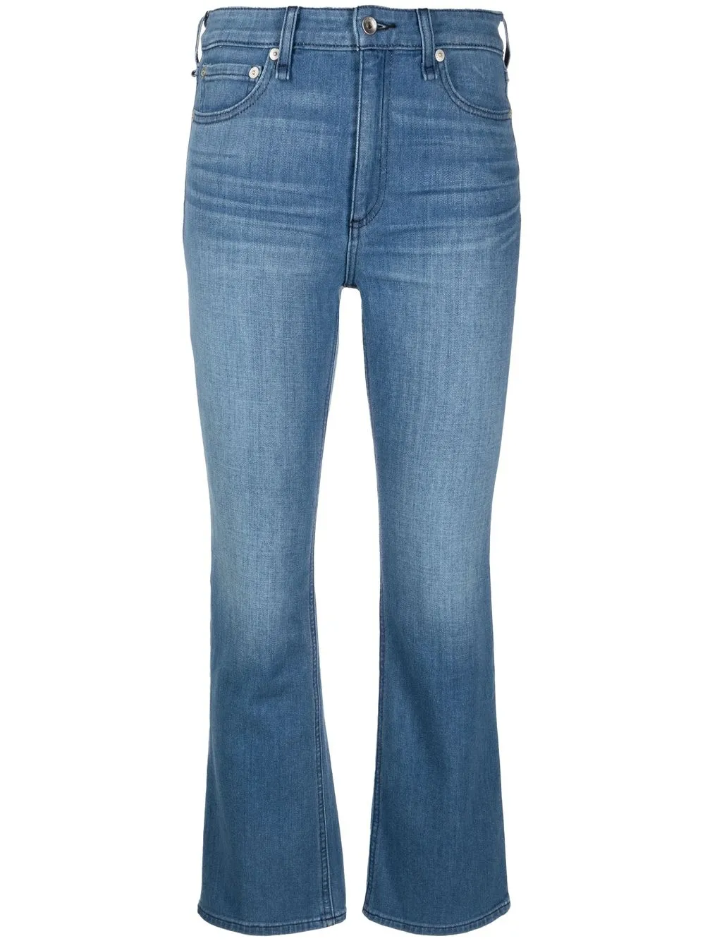 

rag & bone flared-leg cropped denim jeans - Blue